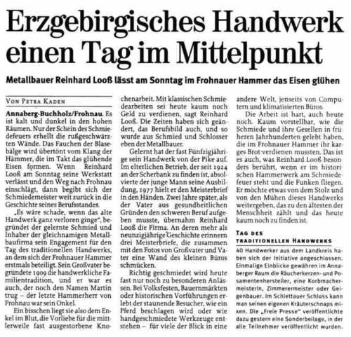 Freie Presse, 19. Oktober 2001